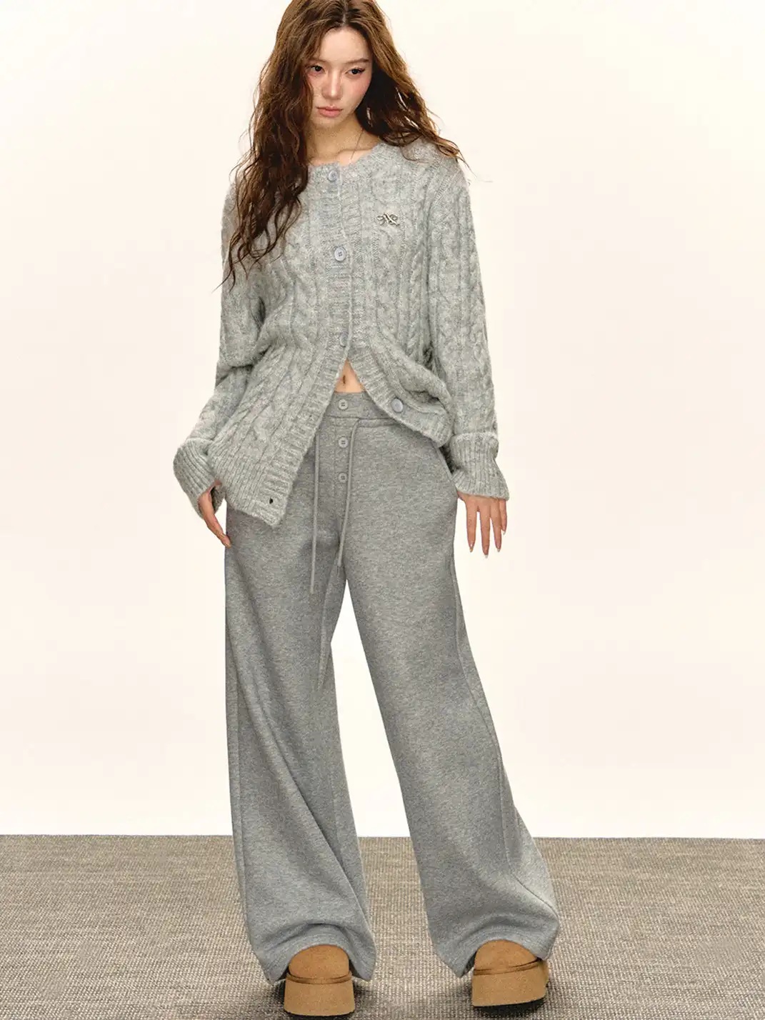 ARISEISM | Three-Button Fleece-Lined Wide-Leg Pants