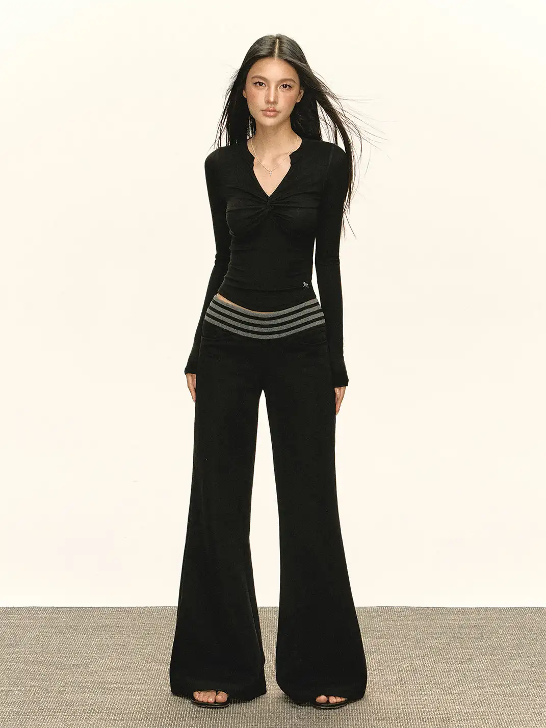 ARISEISM | Striped Waistband Patchwork Trousers