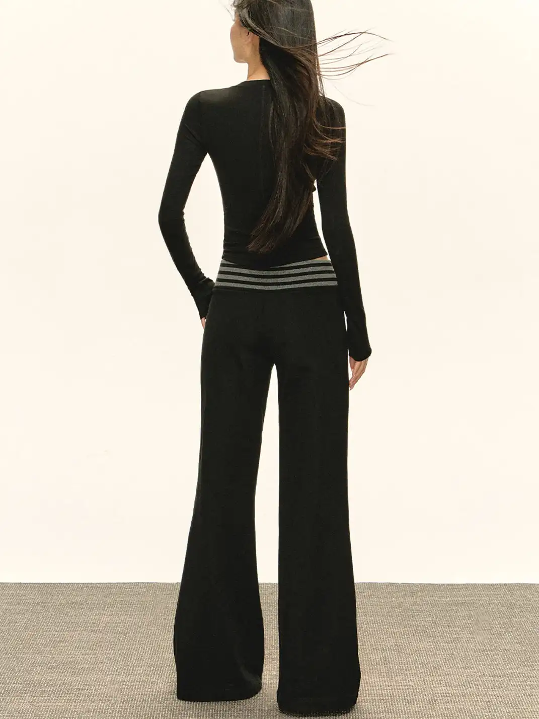 ARISEISM | Striped Waistband Patchwork Trousers