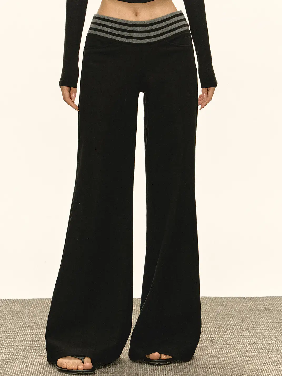 ARISEISM | Striped Waistband Patchwork Trousers