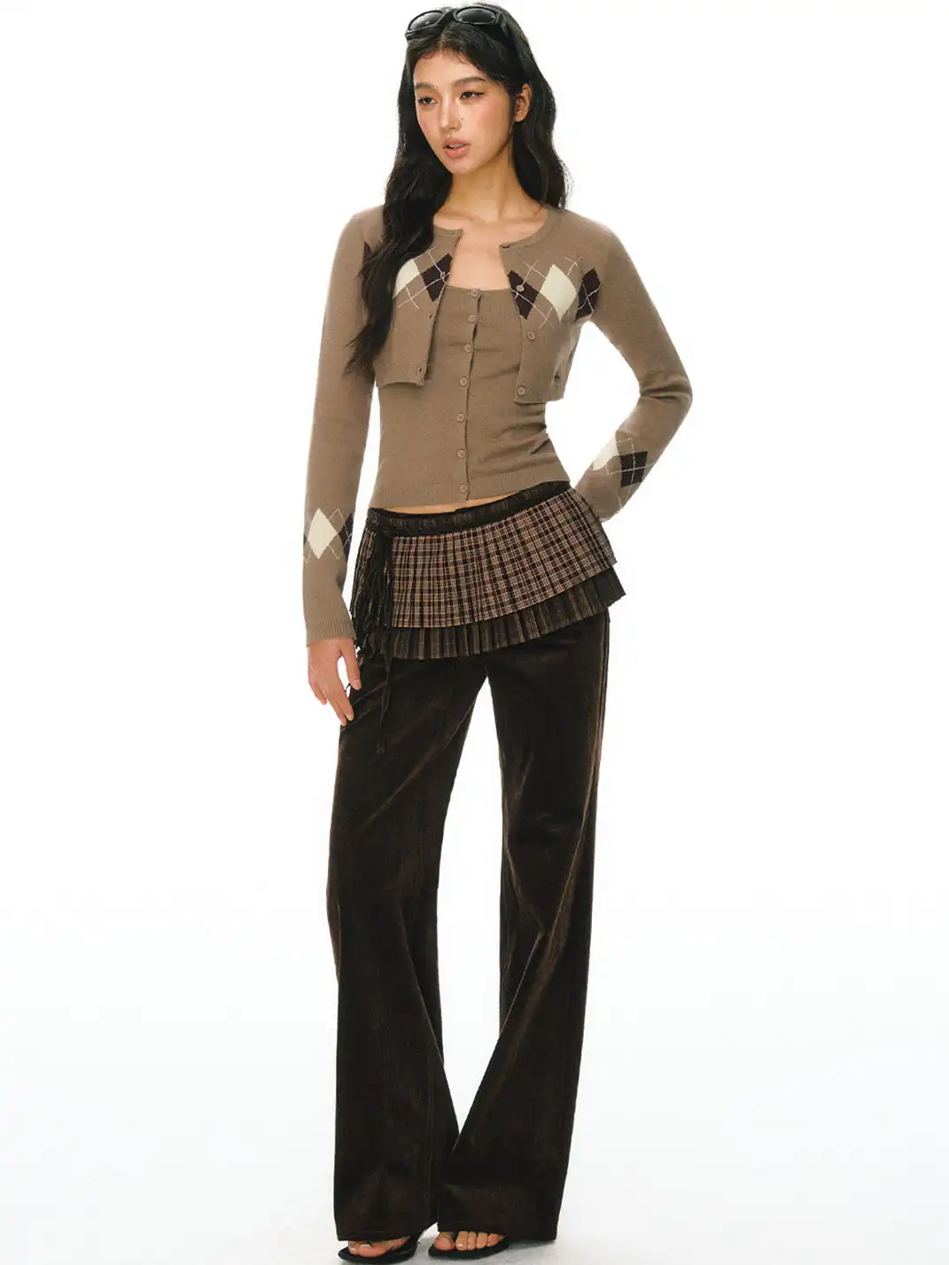 ARISEISM | Diamond Pattern Two-Piece Knit Sweater