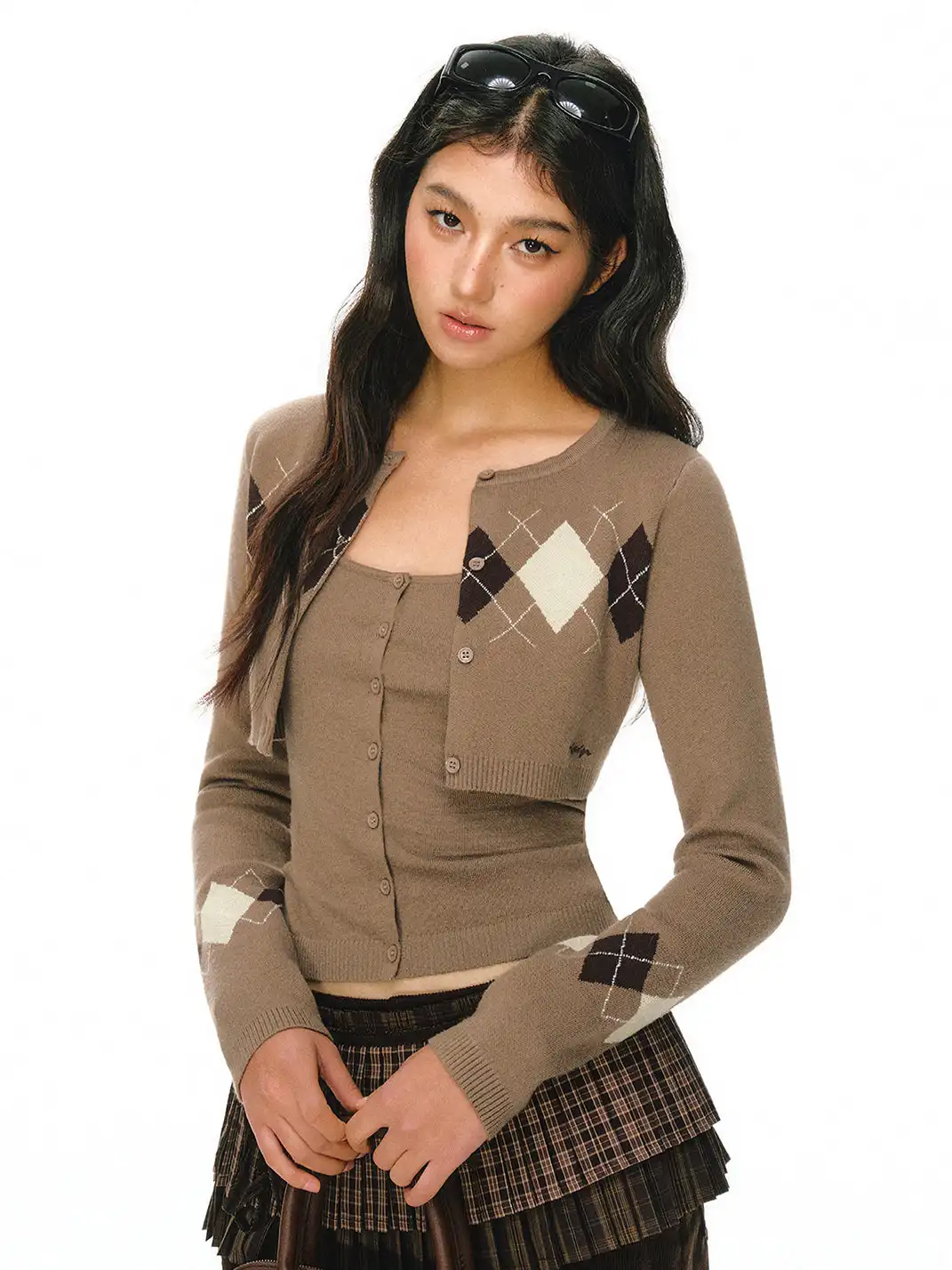 ARISEISM | Diamond Pattern Two-Piece Knit Sweater