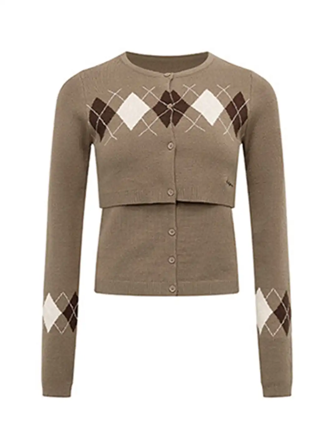 ARISEISM | Diamond Pattern Two-Piece Knit Sweater