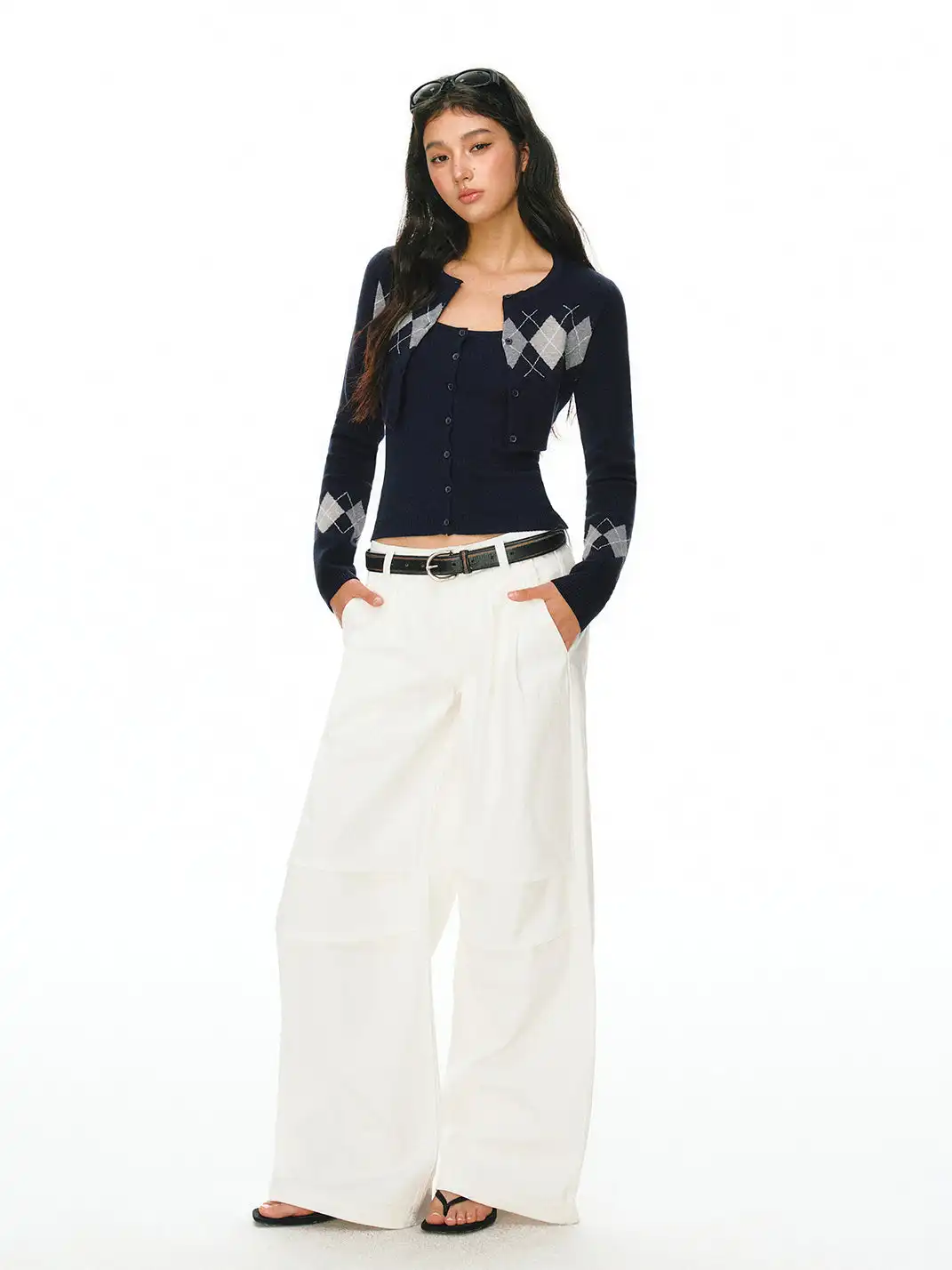 ARISEISM | Diamond Pattern Two-Piece Knit Sweater