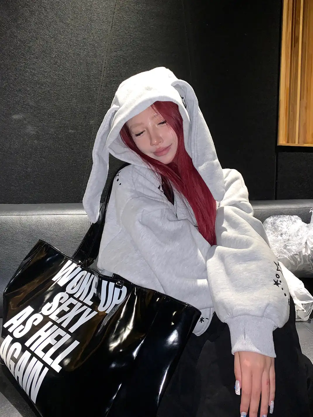 LuoLuoRoom | "Wake Up Sexy As Hell Again"Printed Leather Tote Bag