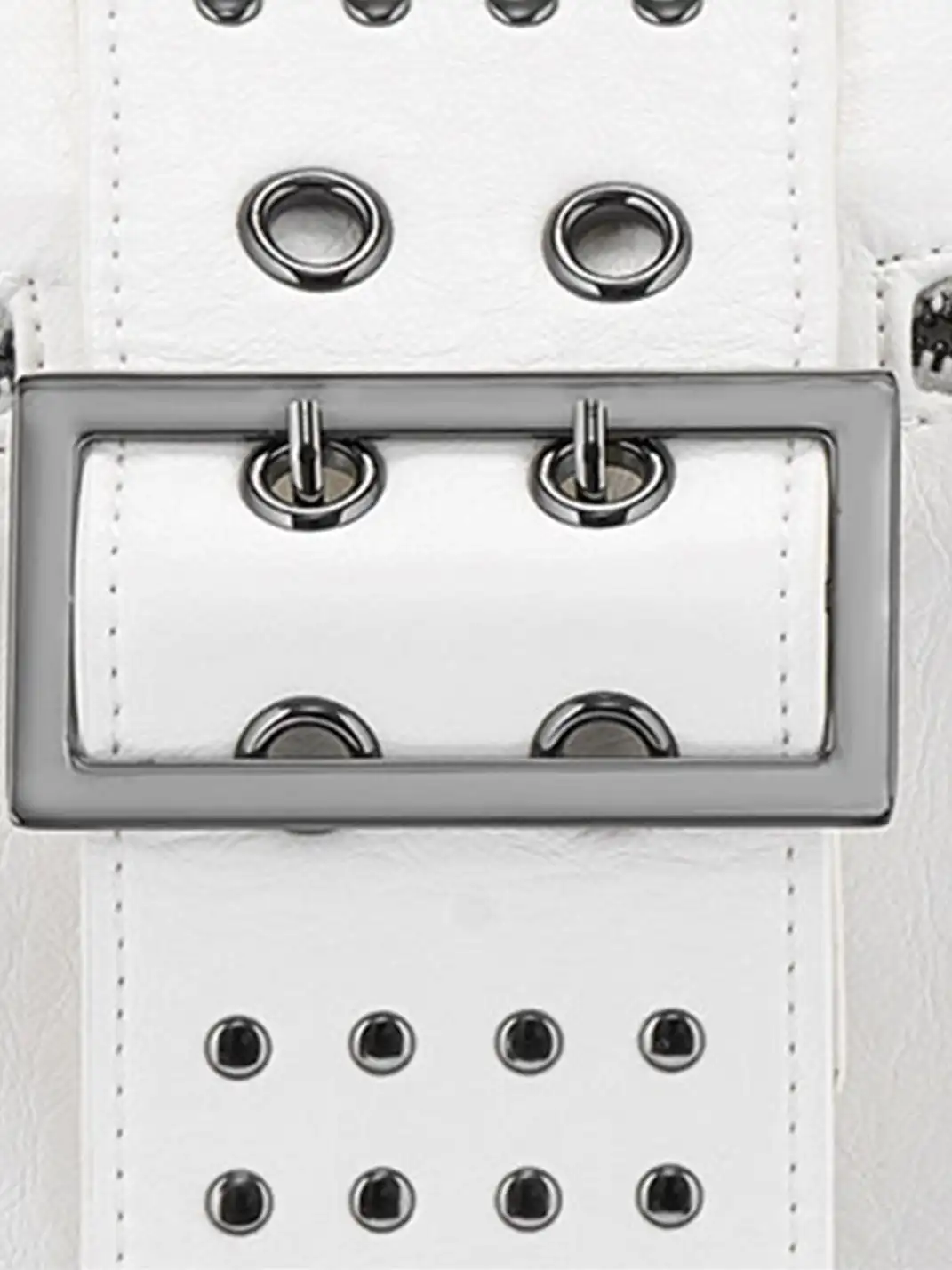 LuoLuoRoom | "Motorcycle Beloved" Studded Motorcycle Shoulder Bag-White