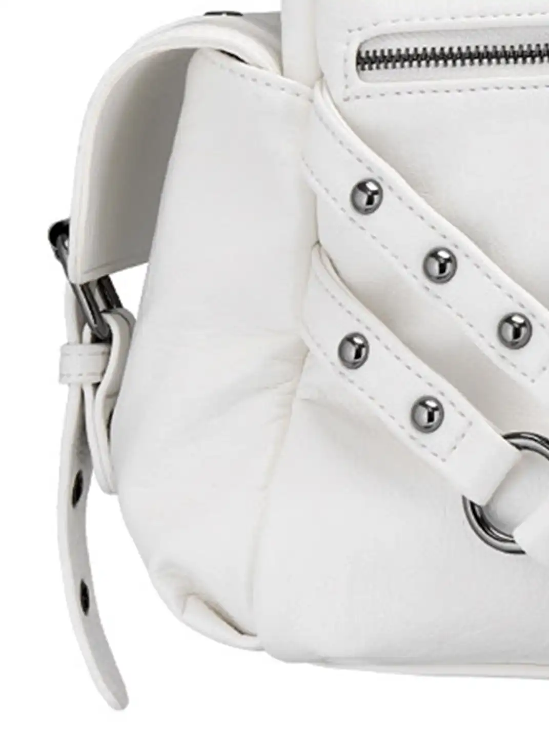 LuoLuoRoom | "Motorcycle Beloved" Studded Motorcycle Shoulder Bag-White