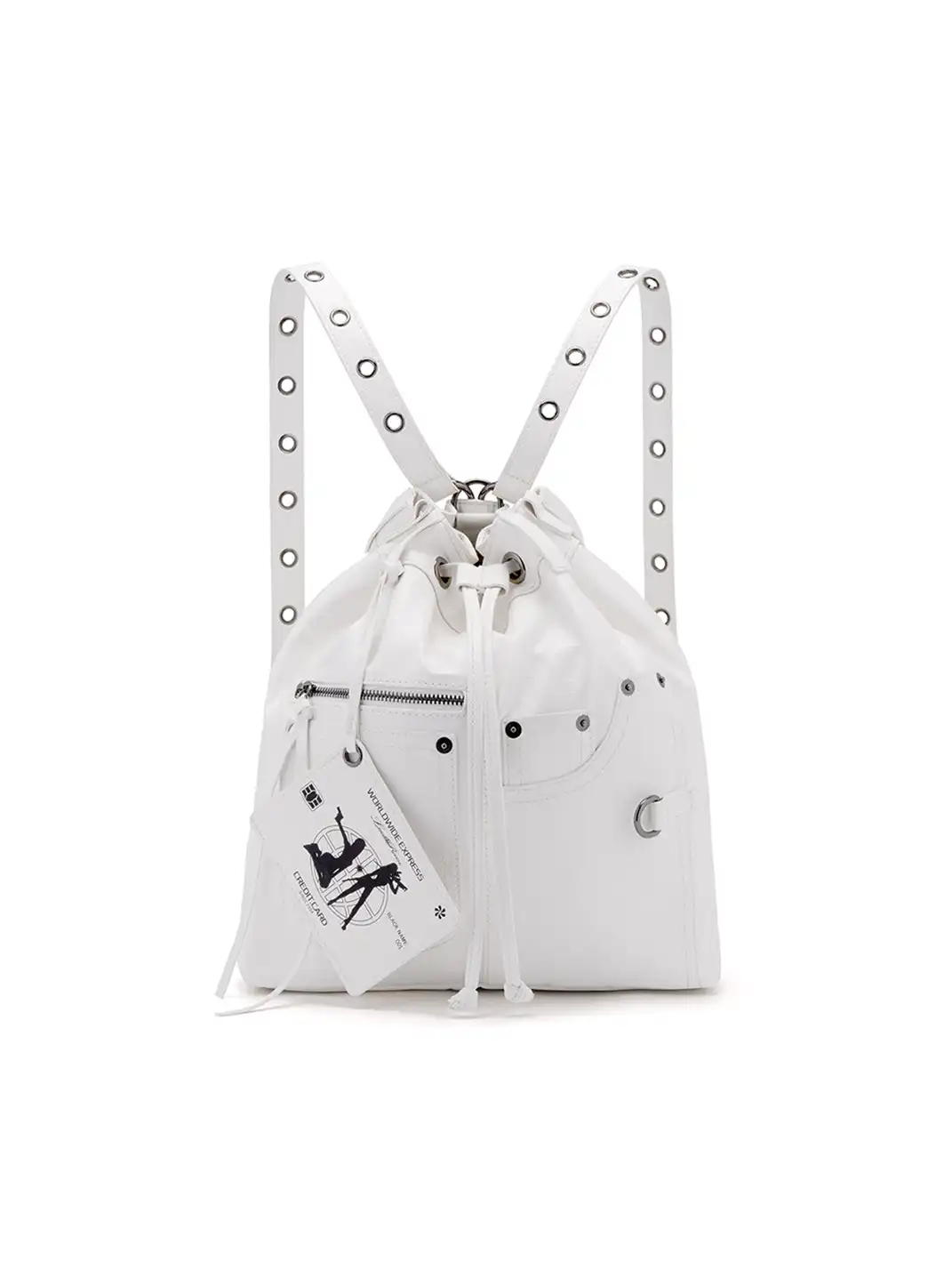 LuoLuoRoom | "Black Card Woman" Leather Pants Backpack