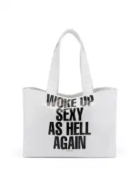 LuoLuoRoom | "Wake Up Sexy As Hell Again" White Leather Tote Bag