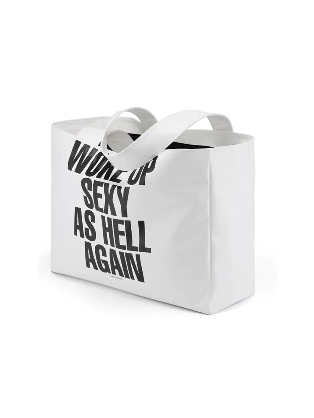 LuoLuoRoom | "Wake Up Sexy As Hell Again" White Leather Tote Bag