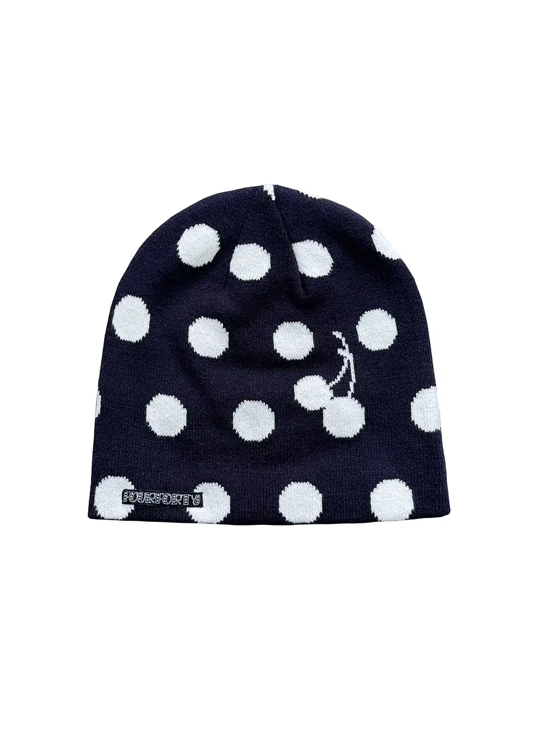 FOURFORTY | Cherry Polka Dot Jacquard Wool Ear Flaps