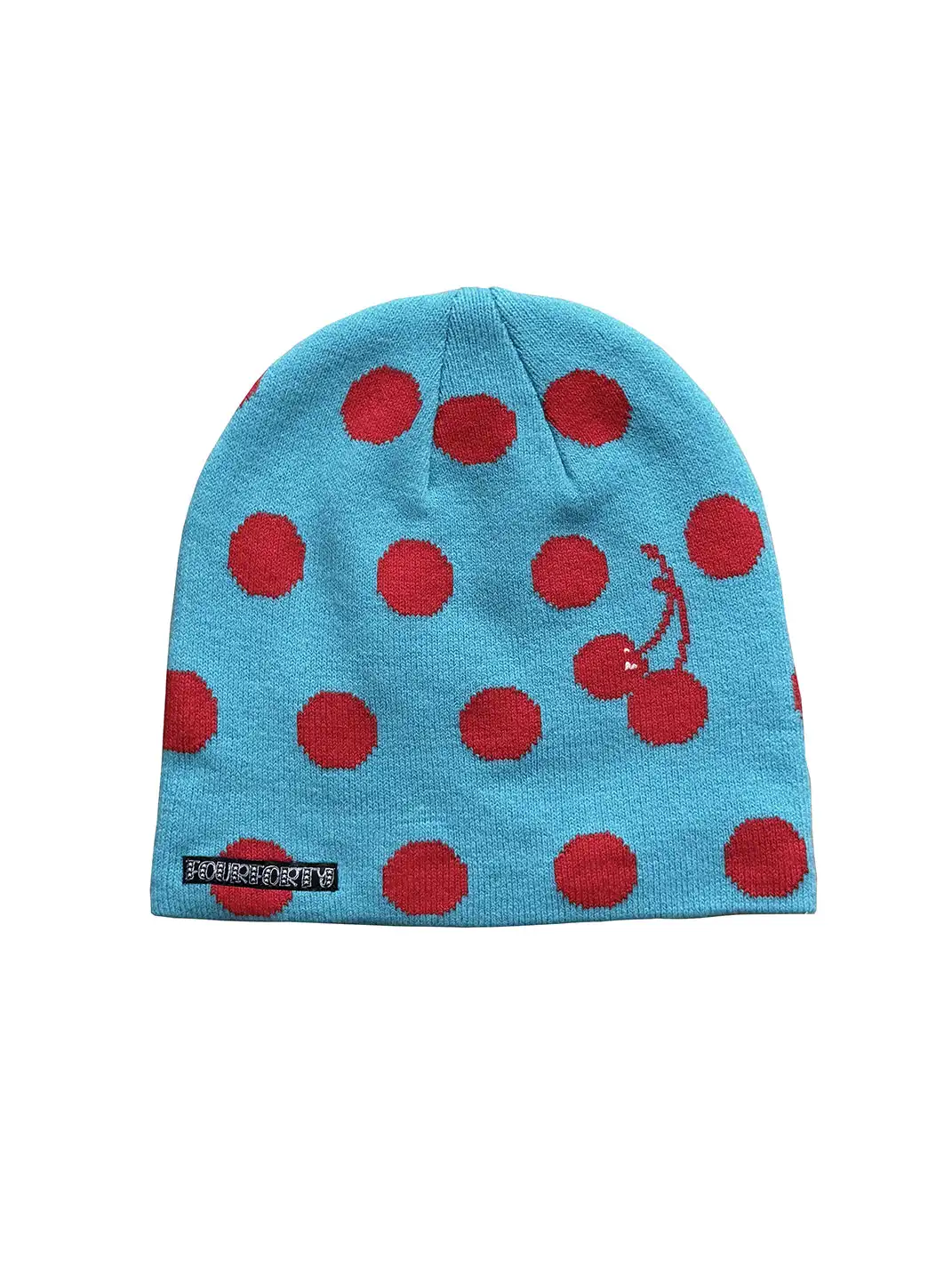 FOURFORTY | Cherry Polka Dot Jacquard Wool Ear Flaps