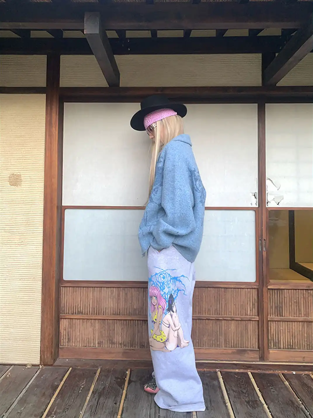 FOURFORTY | Hand-Painted Graffiti Print Sweatpants