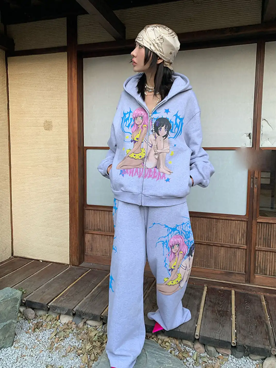 FOURFORTY | Hand-Painted Graffiti Print Sweatpants