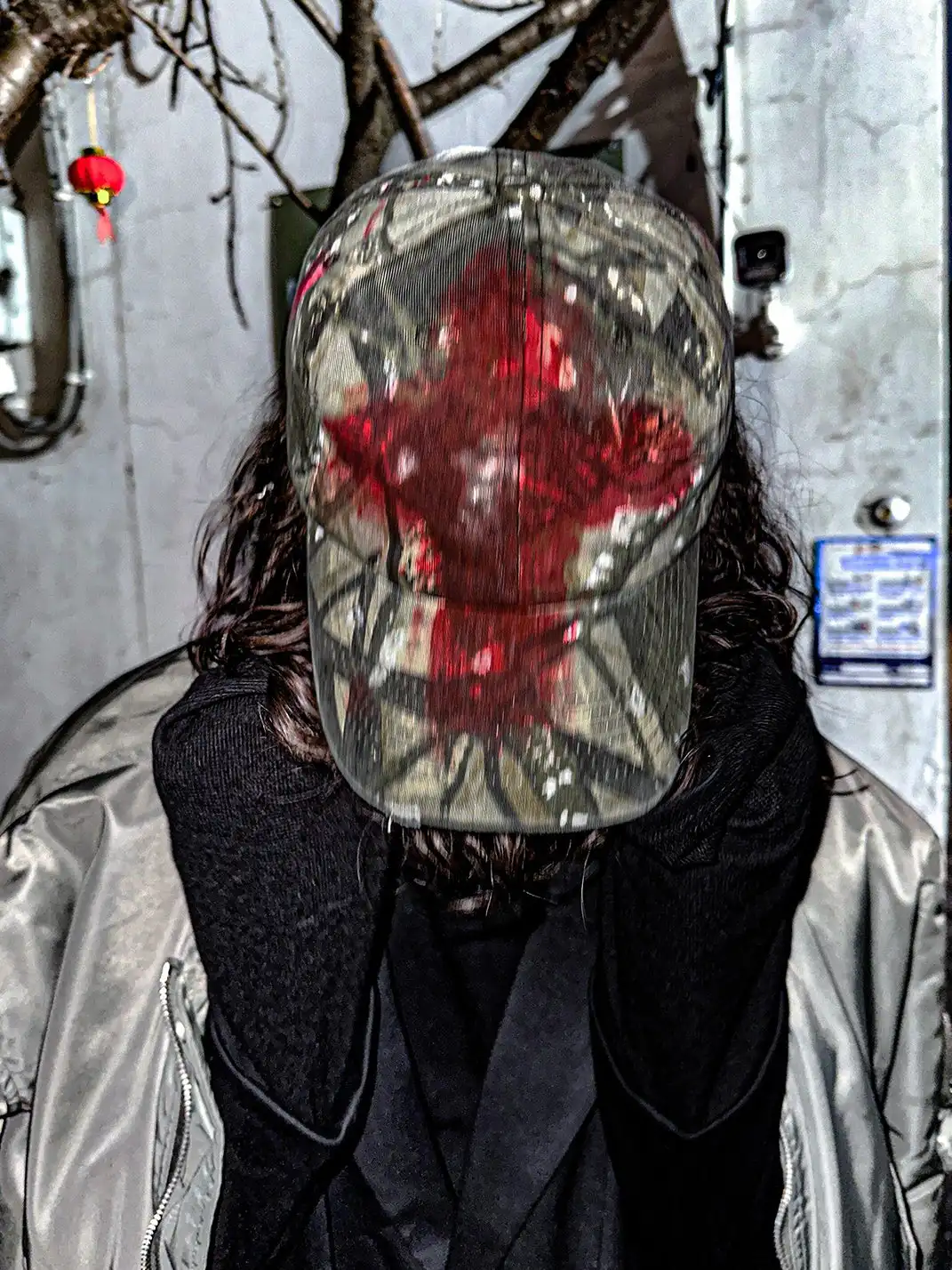 Laukerward | Blood Cross Graffiti Damaged Baseball Cap