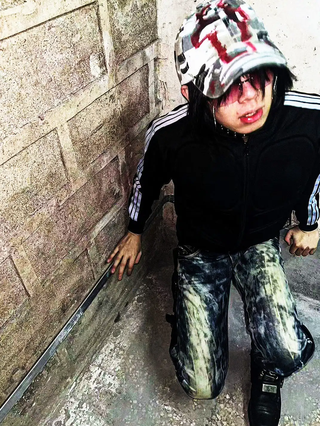 Laukerward | Blood Cross Graffiti Damaged Baseball Cap