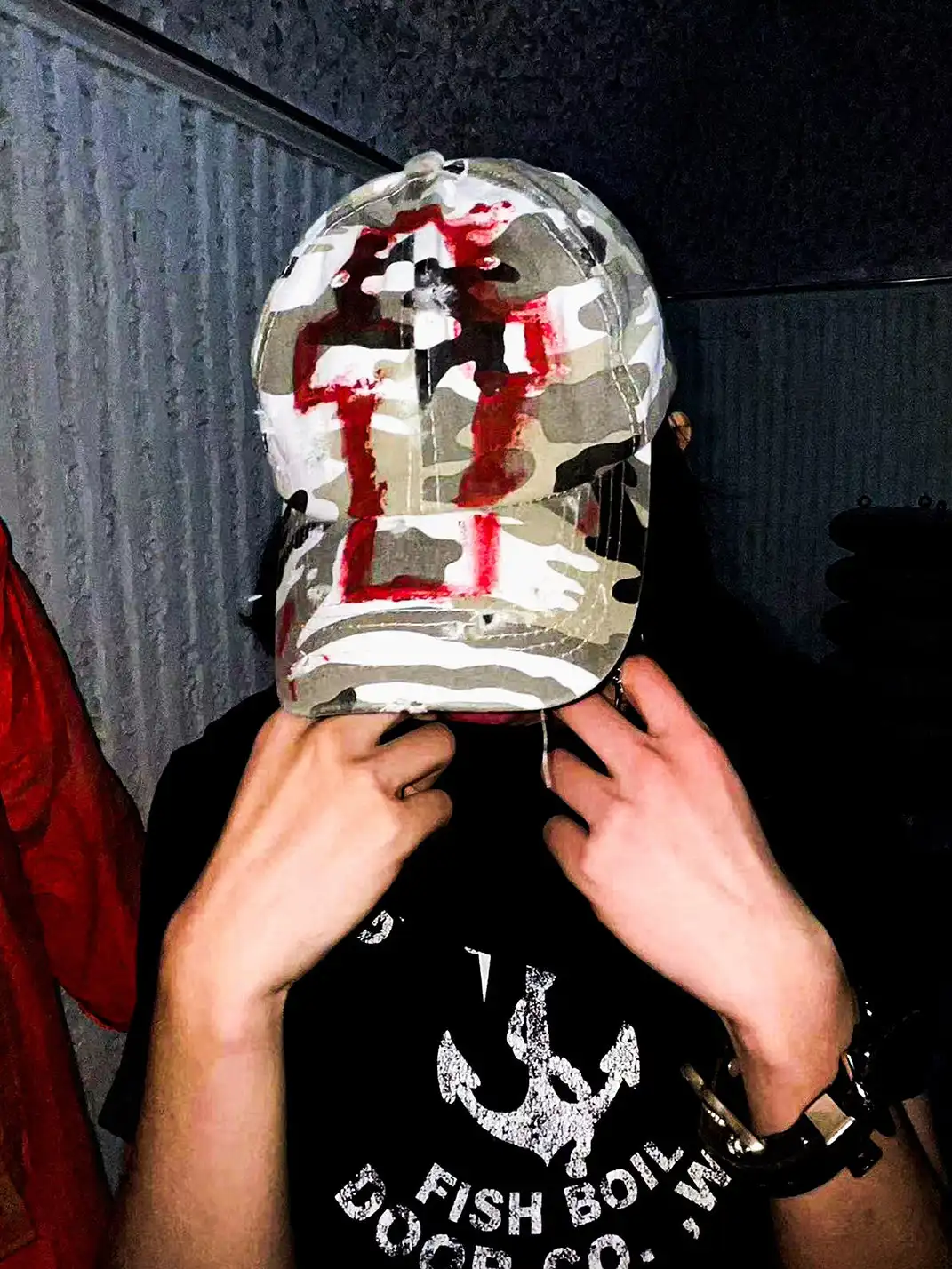 Laukerward | Blood Cross Graffiti Damaged Baseball Cap
