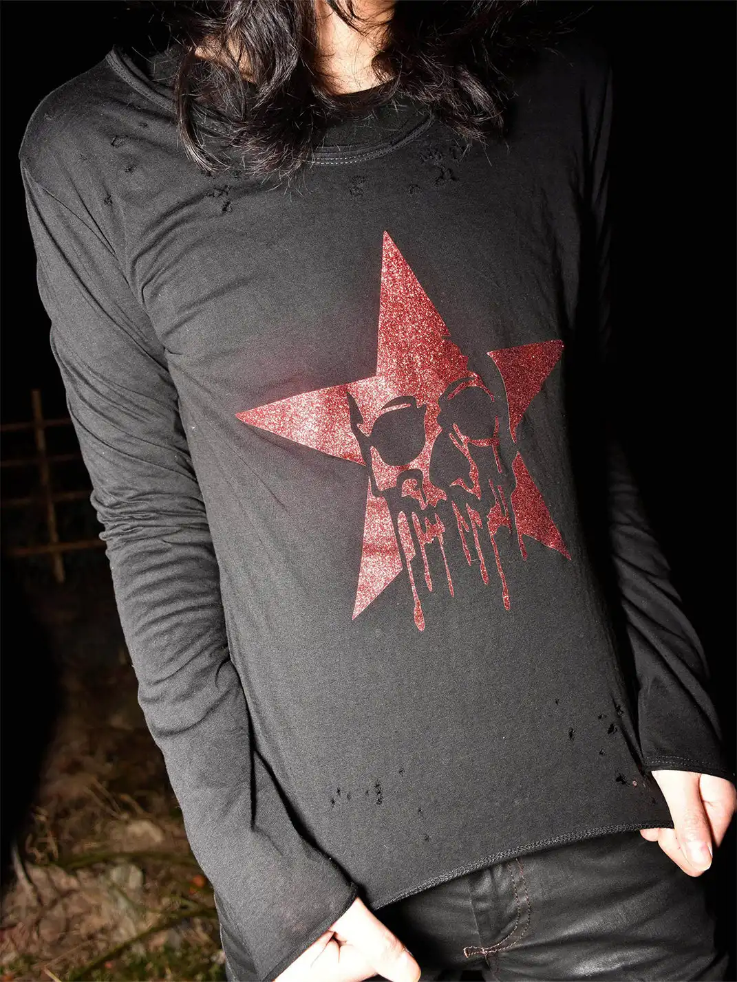Laukerward | Skull and Blood Print Long-Sleeve Top