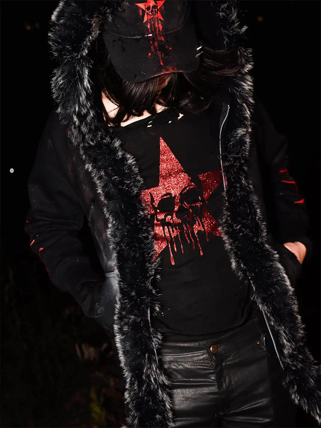 Laukerward | Skull and Blood Print Long-Sleeve Top