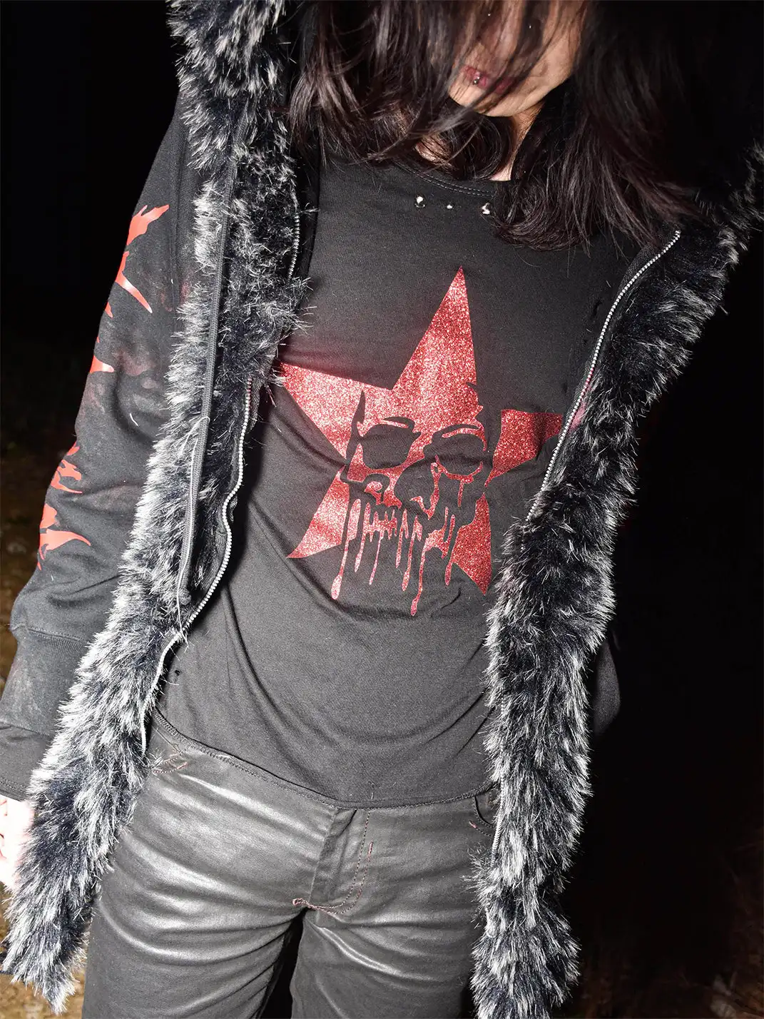 Laukerward | Skull and Blood Print Long-Sleeve Top