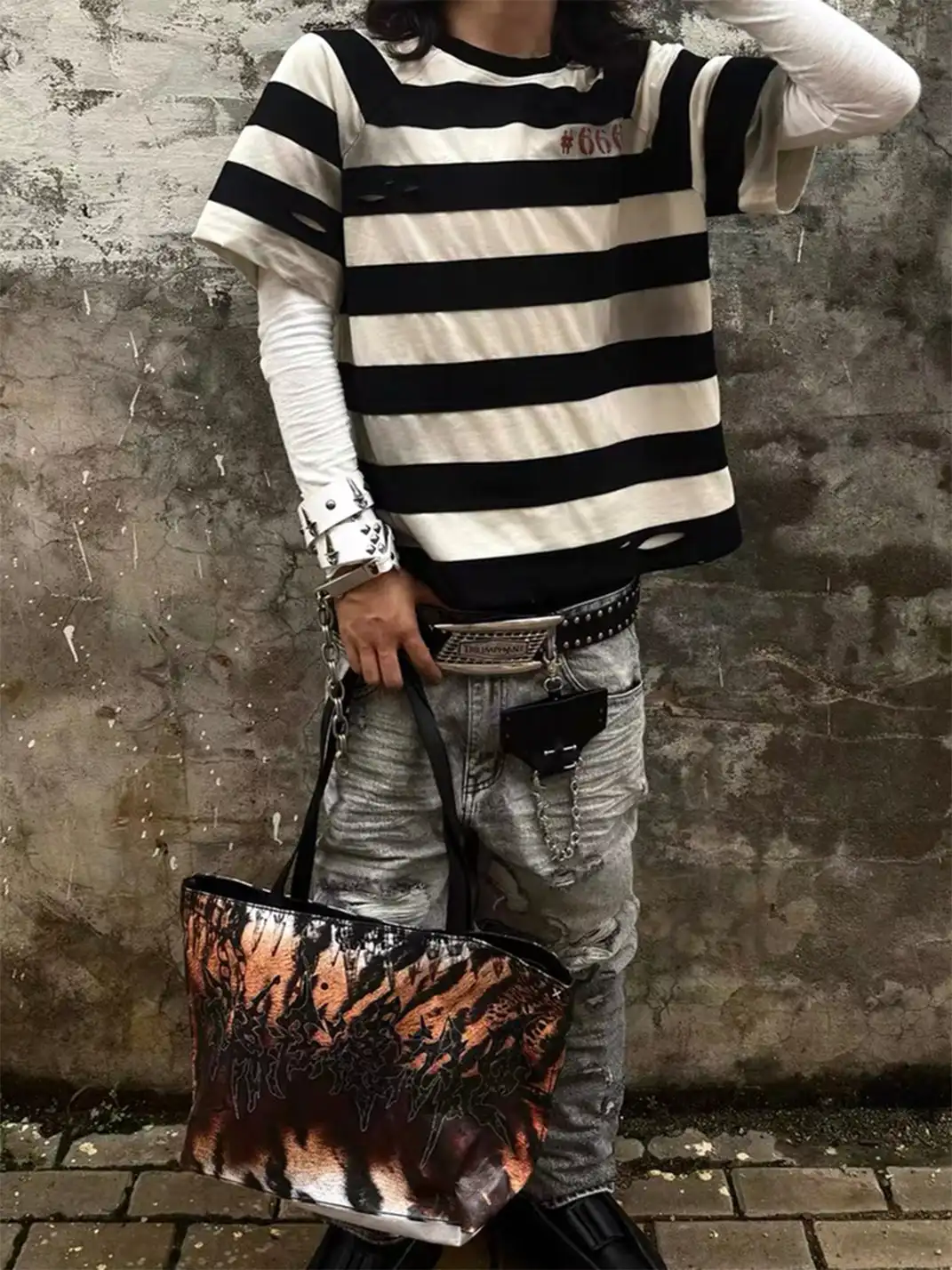 Laukerward | Tiger Stripe Y2K Print Tote Bag