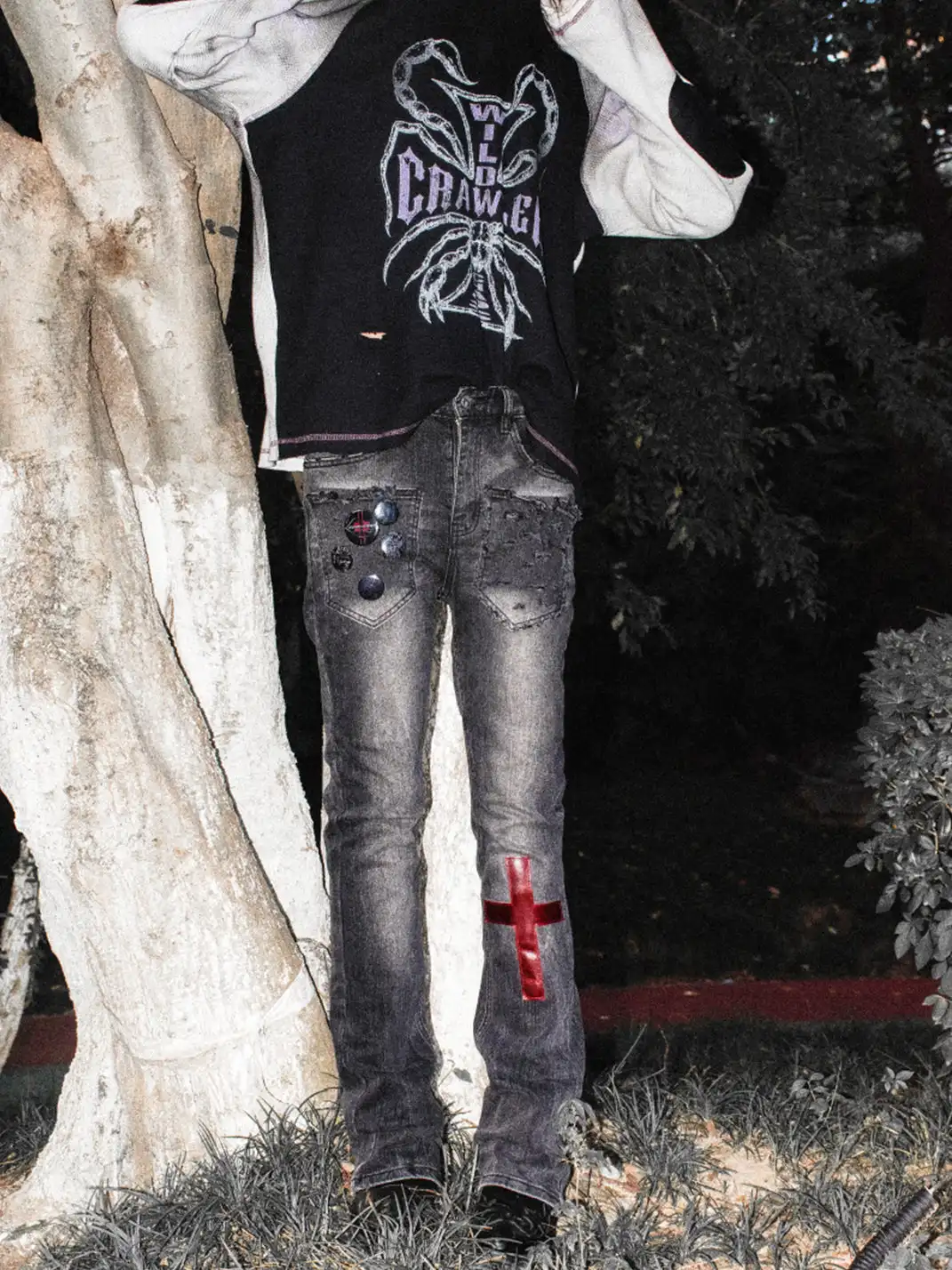 Laukerward | Cross-Skin Patchwork Distressed Jeans
