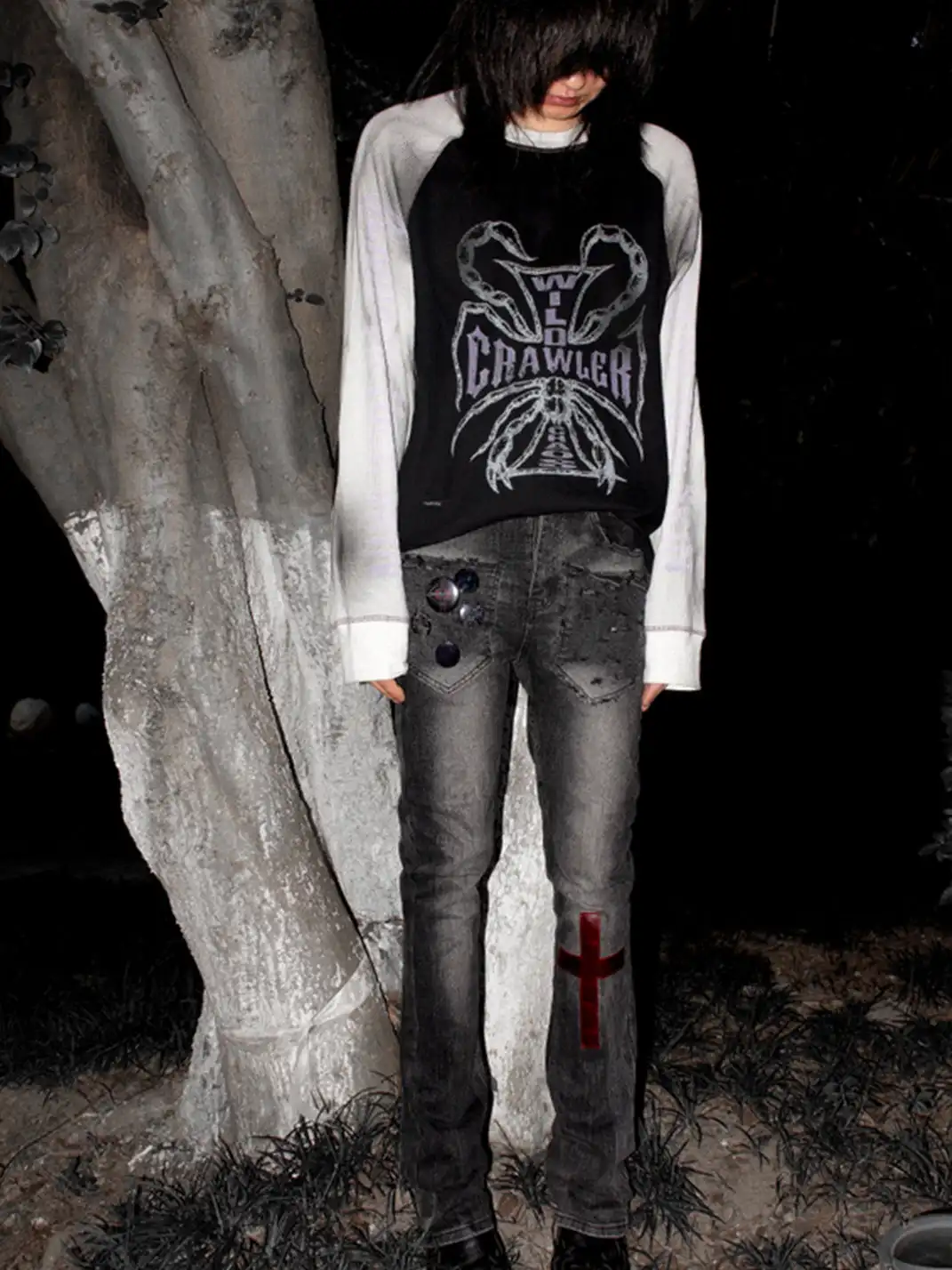 Laukerward | Cross-Skin Patchwork Distressed Jeans