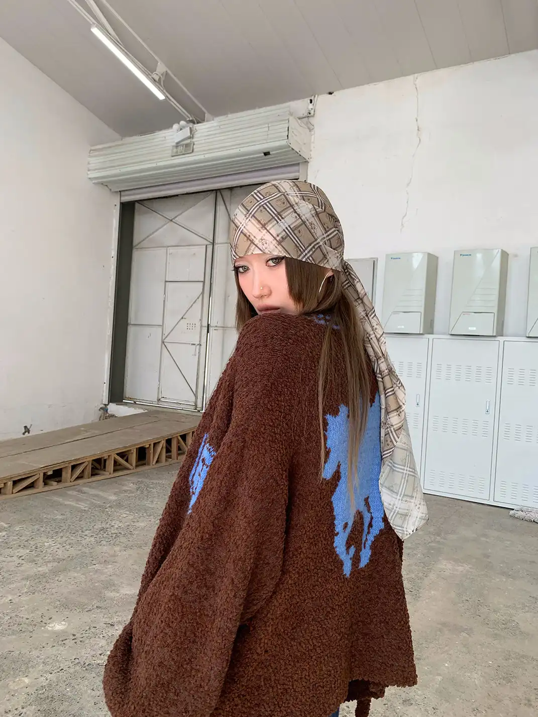 FOURFORTY | Jacquard Bathrobe-Style Knitted Coat