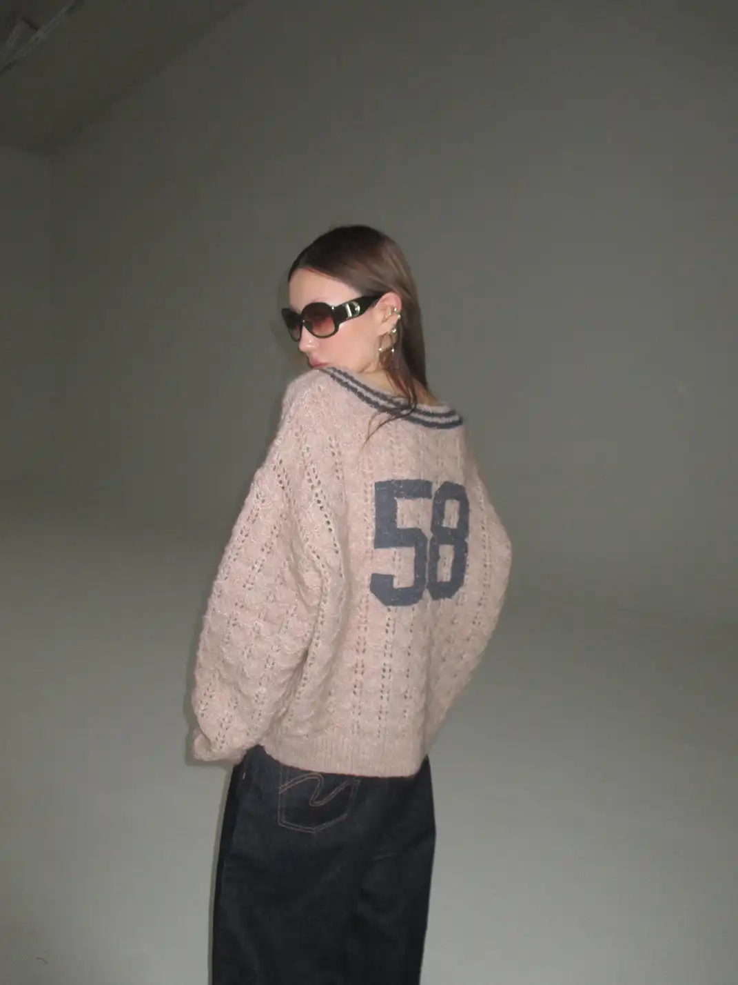 FOURFORTY | Lacquer Print V-Neck Chunky Knit Sweater