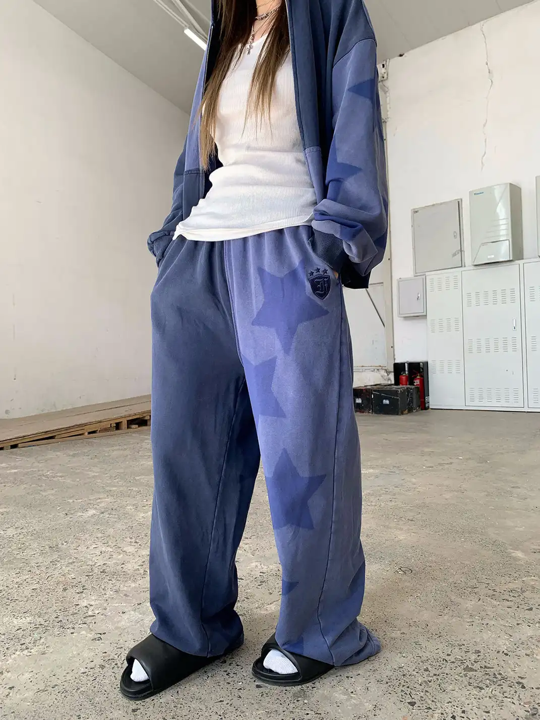 FOURFORTY | Washed Blue Sweatshirt And Sweatpants Set
