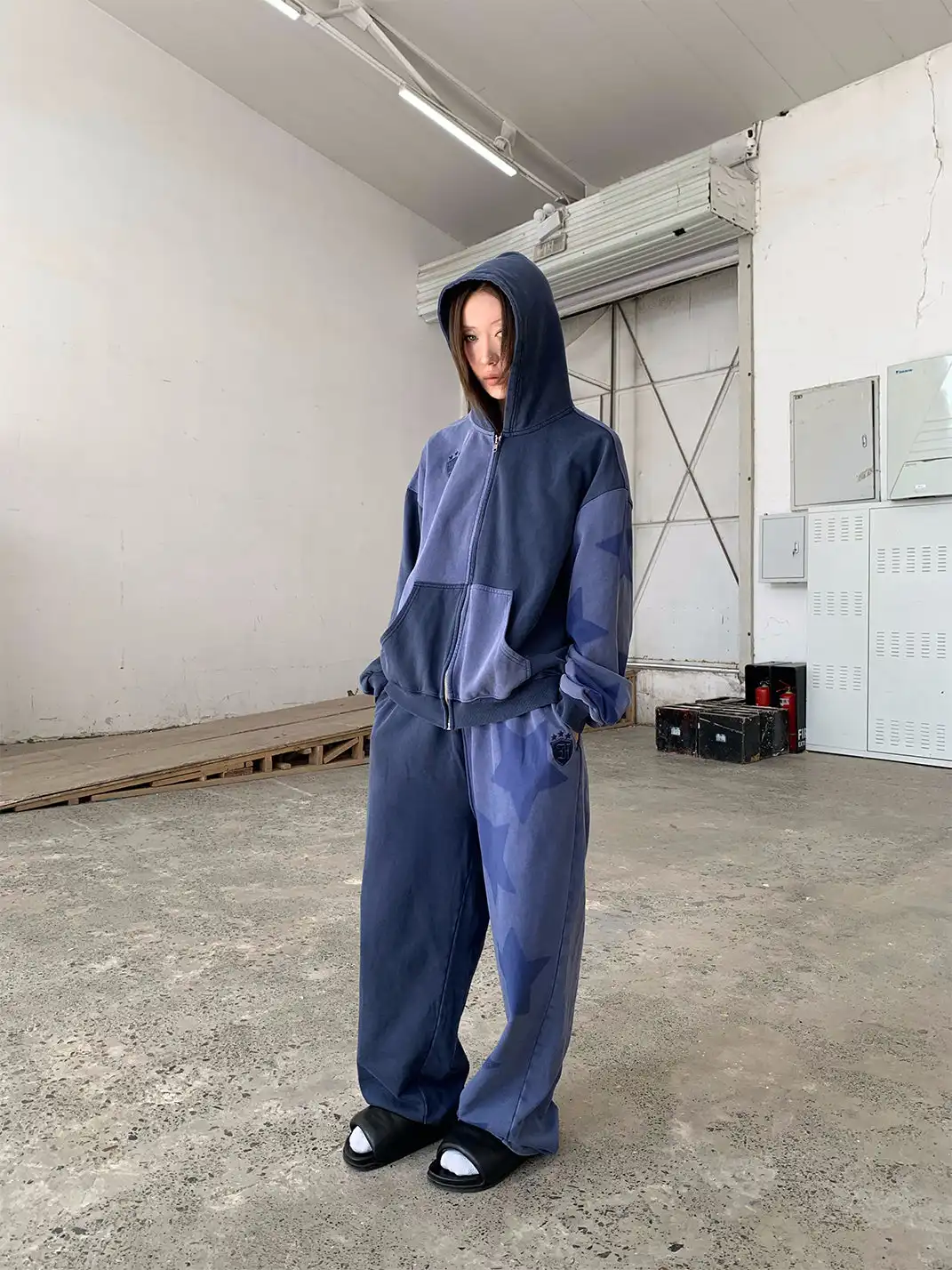 FOURFORTY | Washed Blue Sweatshirt And Sweatpants Set