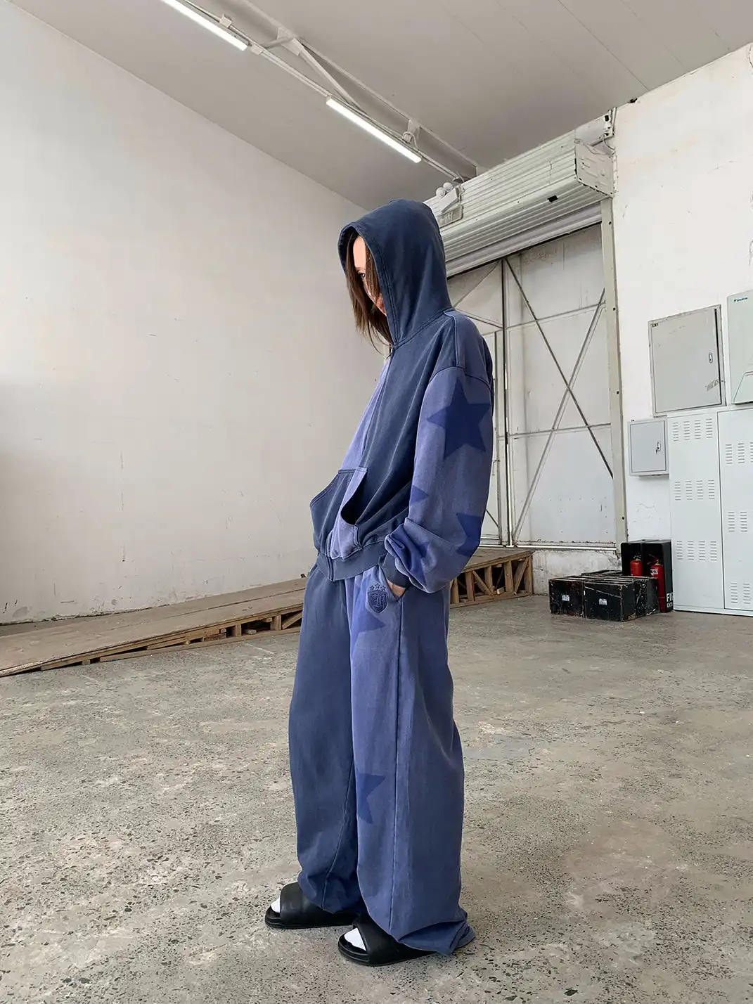 FOURFORTY | Washed Blue Sweatshirt And Sweatpants Set