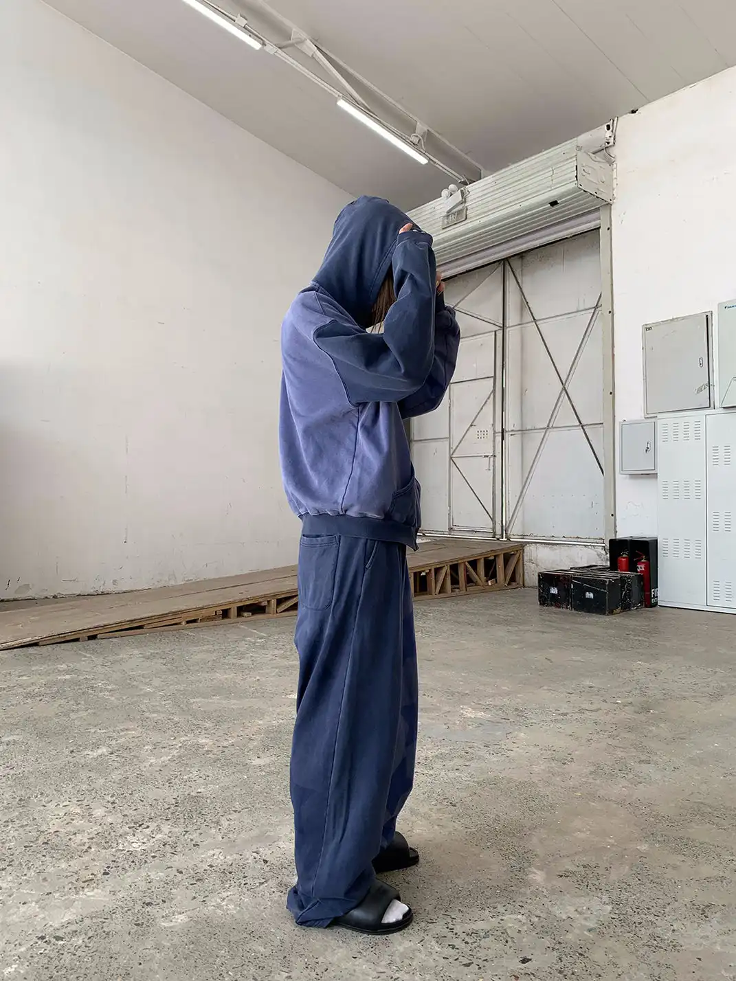 FOURFORTY | Washed Blue Sweatshirt And Sweatpants Set
