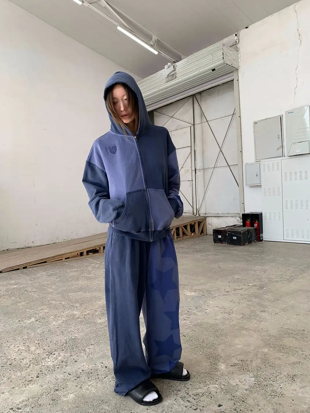 FOURFORTY | Washed Blue Sweatshirt And Sweatpants Set