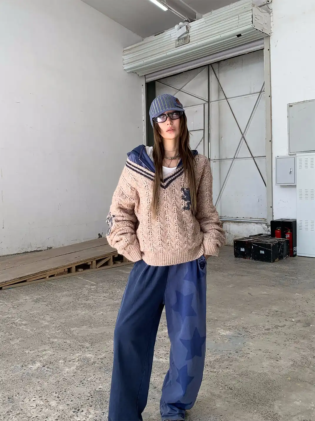 FOURFORTY | Washed Blue Sweatshirt And Sweatpants Set