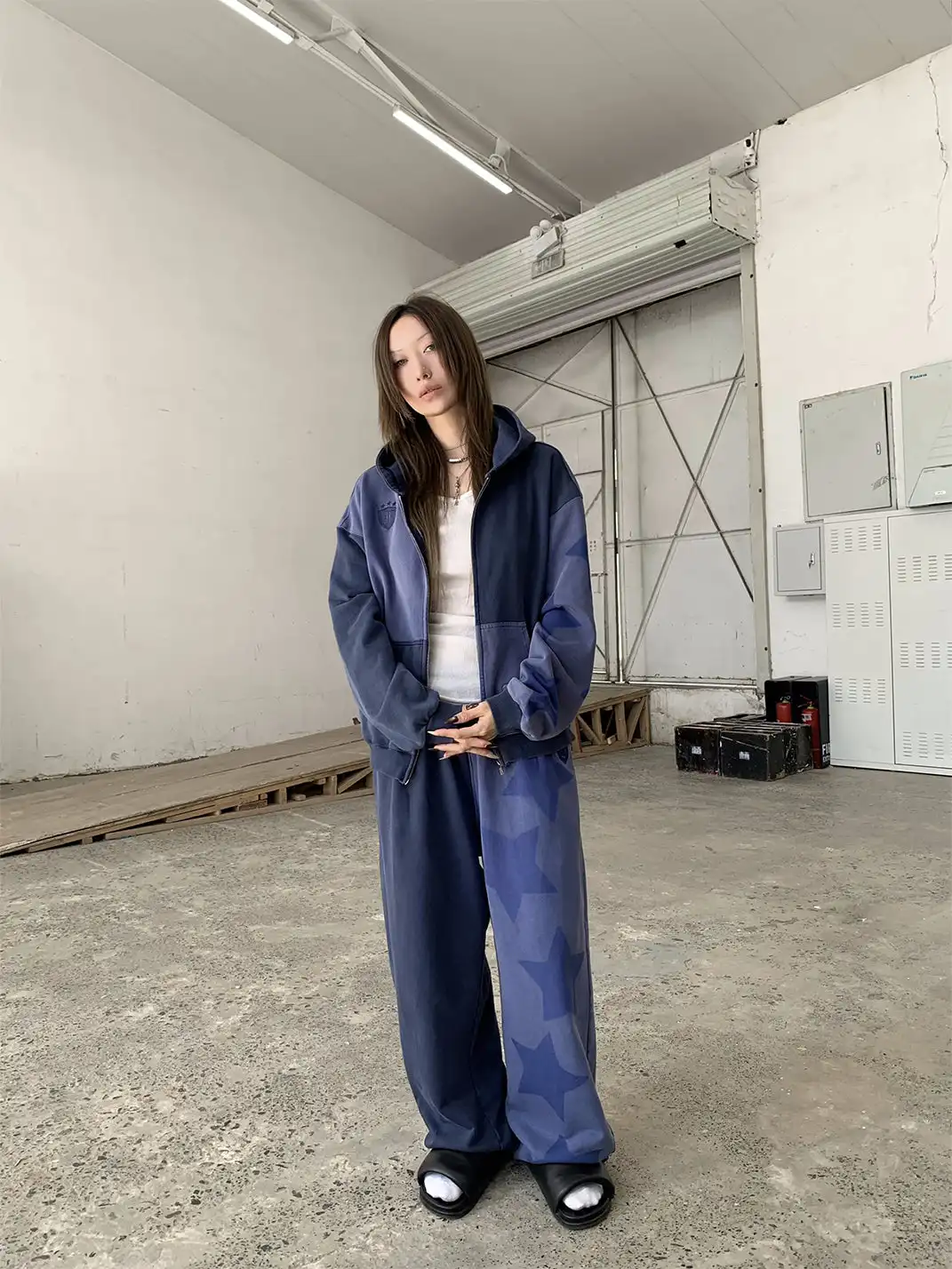 FOURFORTY | Washed Blue Sweatshirt And Sweatpants Set