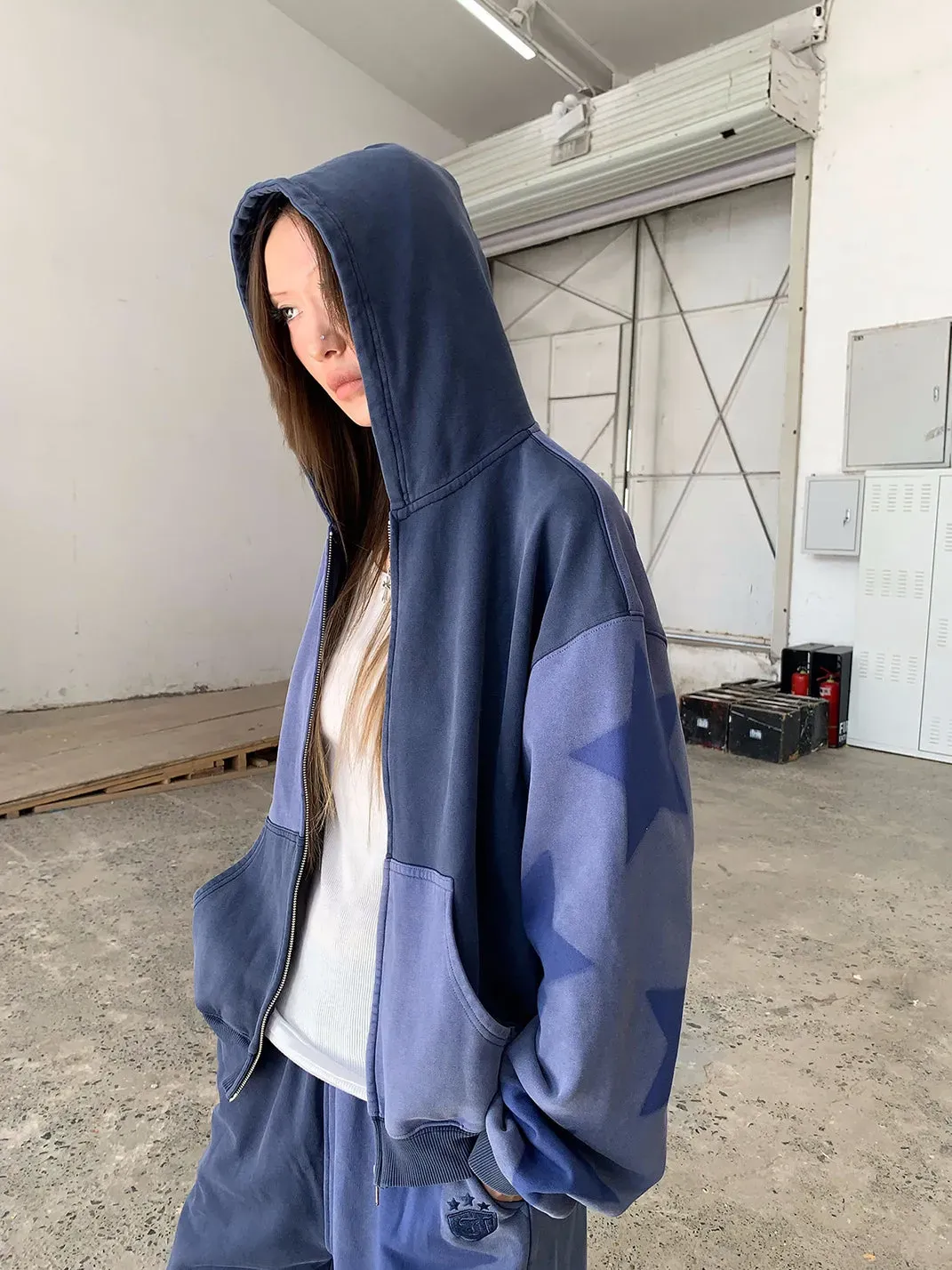 FOURFORTY | Washed Blue Sweatshirt And Sweatpants Set