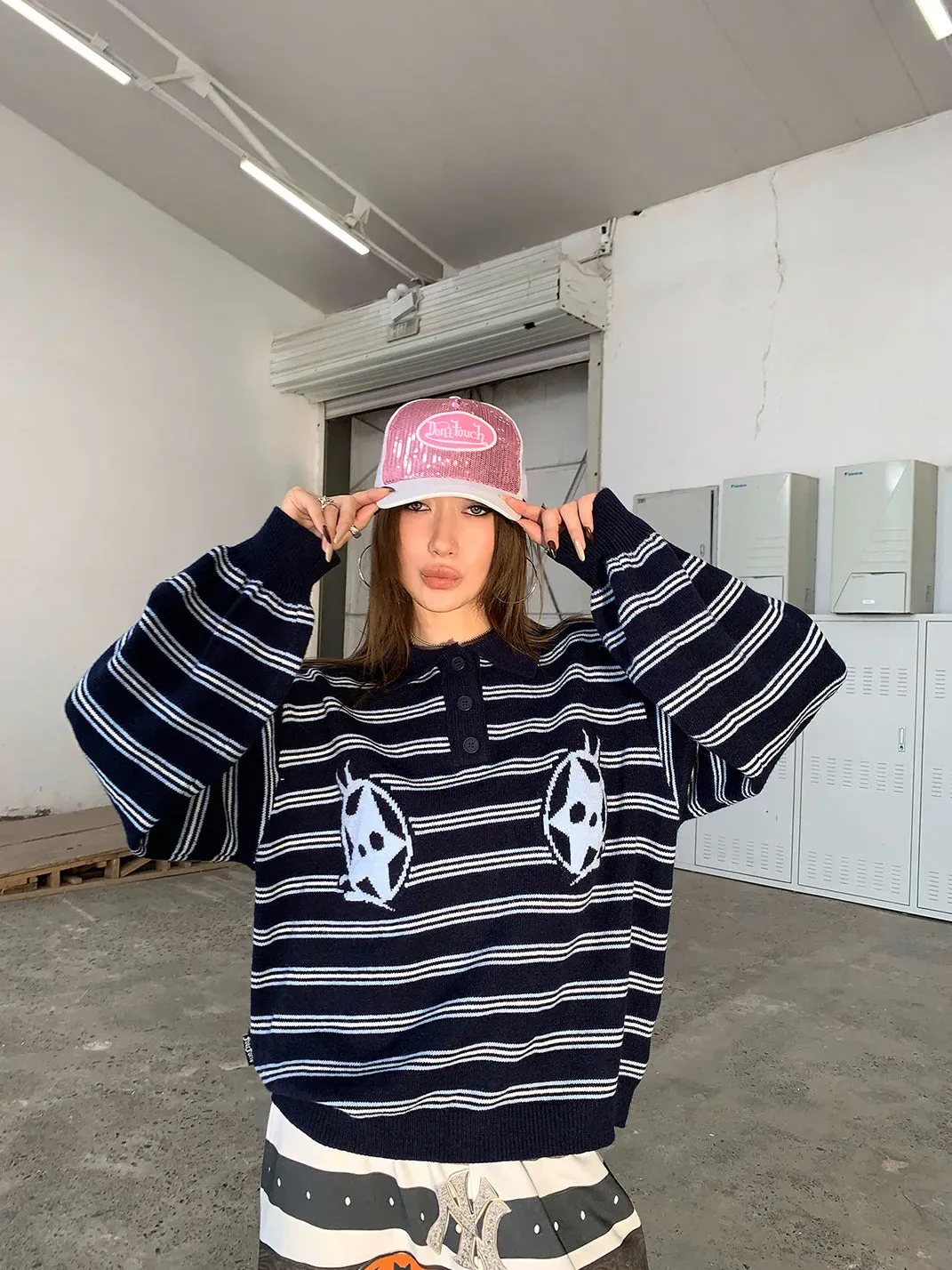 FOURFORTY | Striped Polo Neck Sweater