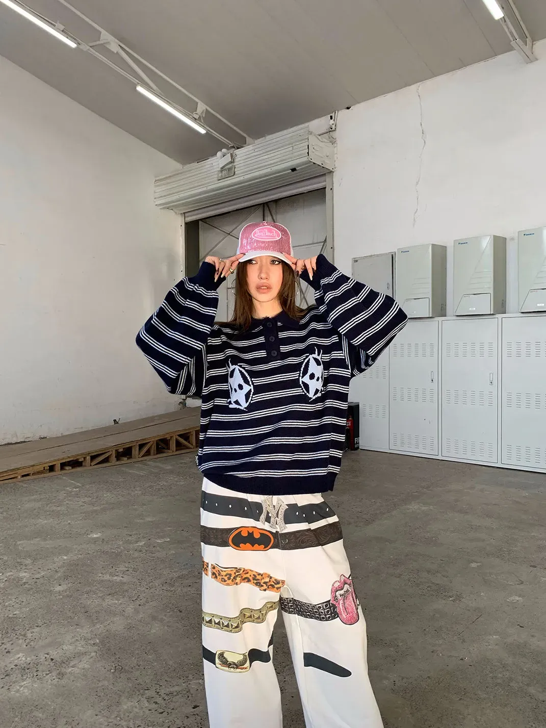 FOURFORTY | Striped Polo Neck Sweater