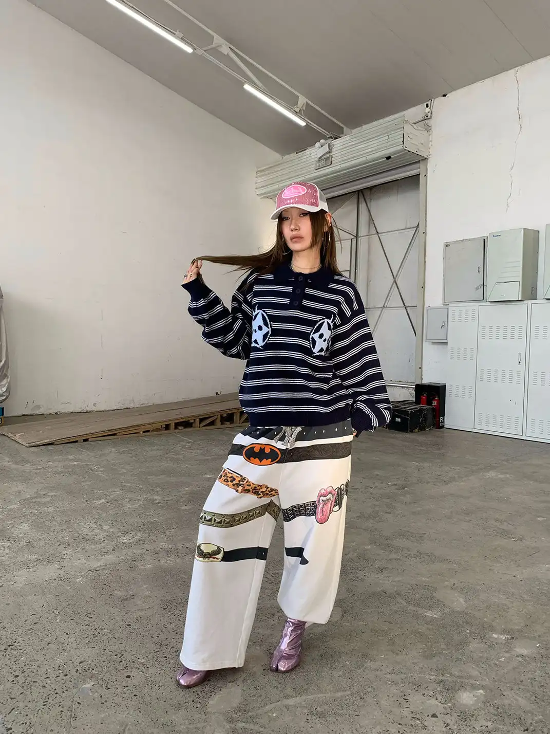 FOURFORTY | Striped Polo Neck Sweater