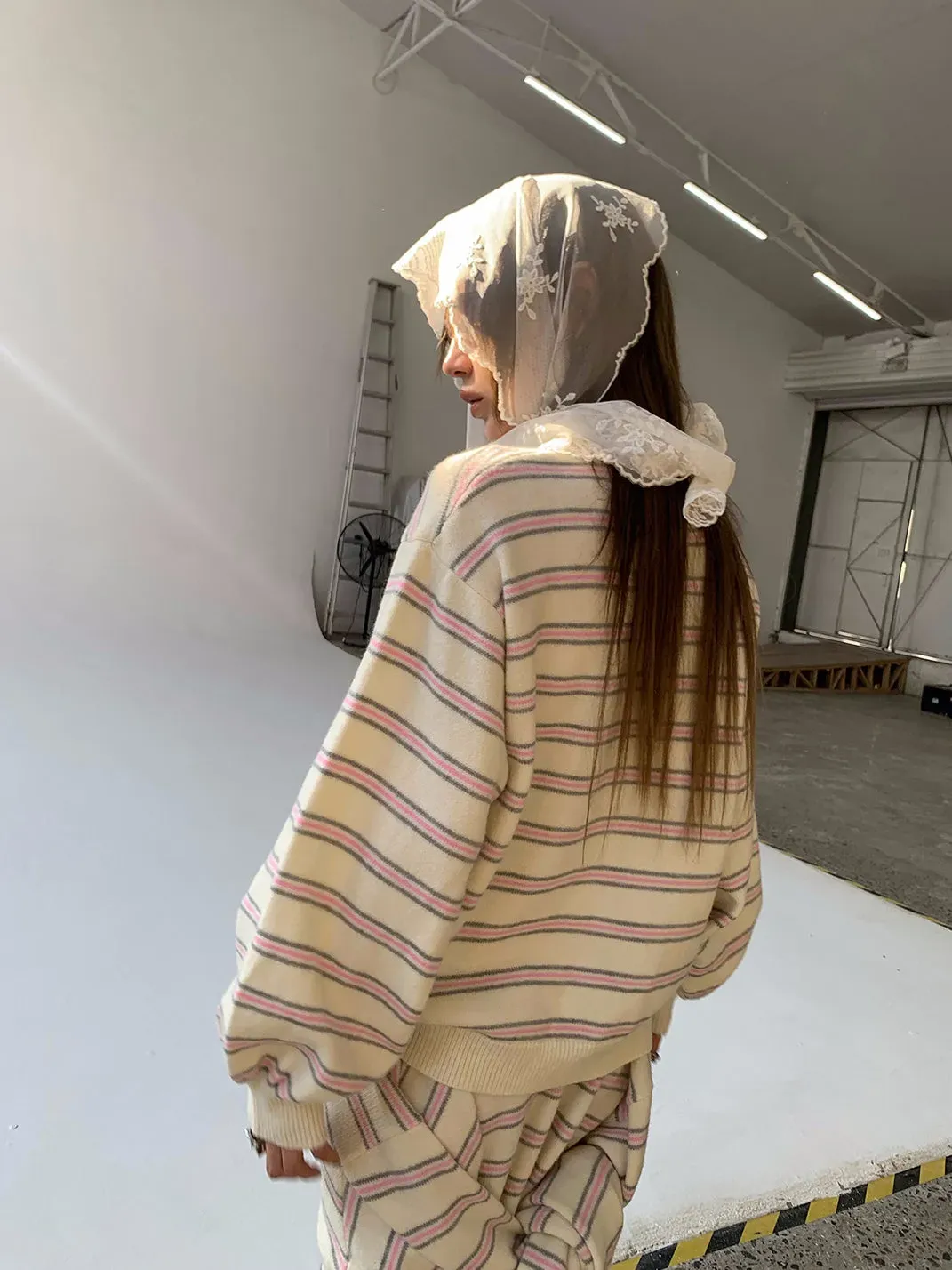 FOURFORTY | Striped Polo Neck Sweater