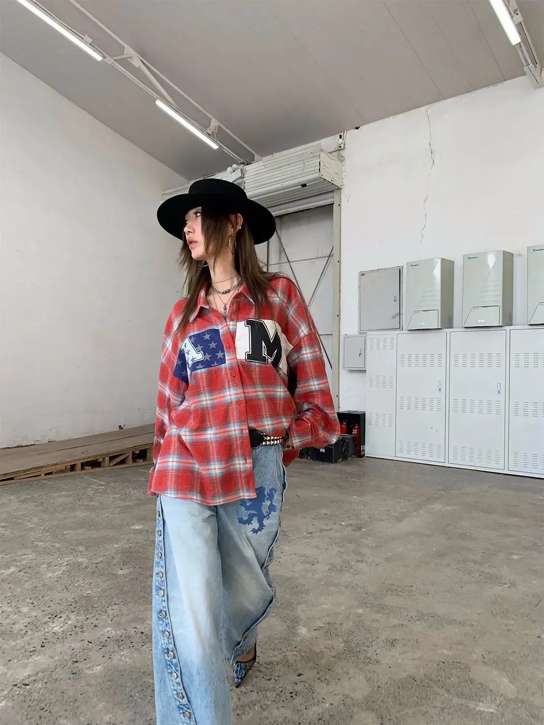FOURFORTY | Washed Distressed Plaid Shirt
