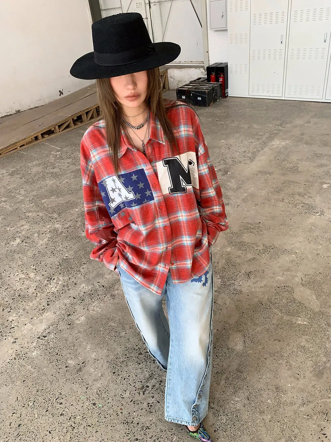 FOURFORTY | Washed Distressed Plaid Shirt