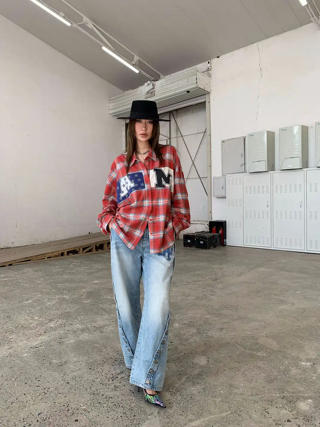 FOURFORTY | Washed Distressed Plaid Shirt