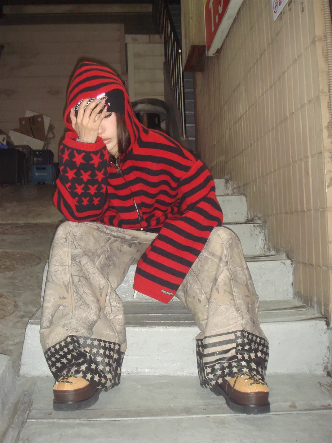 FOURFORTY | Striped Star Sweater Hoodie
