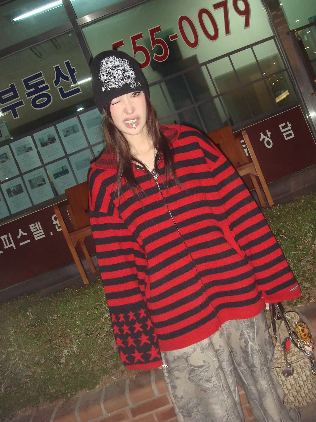 FOURFORTY | Striped Star Sweater Hoodie