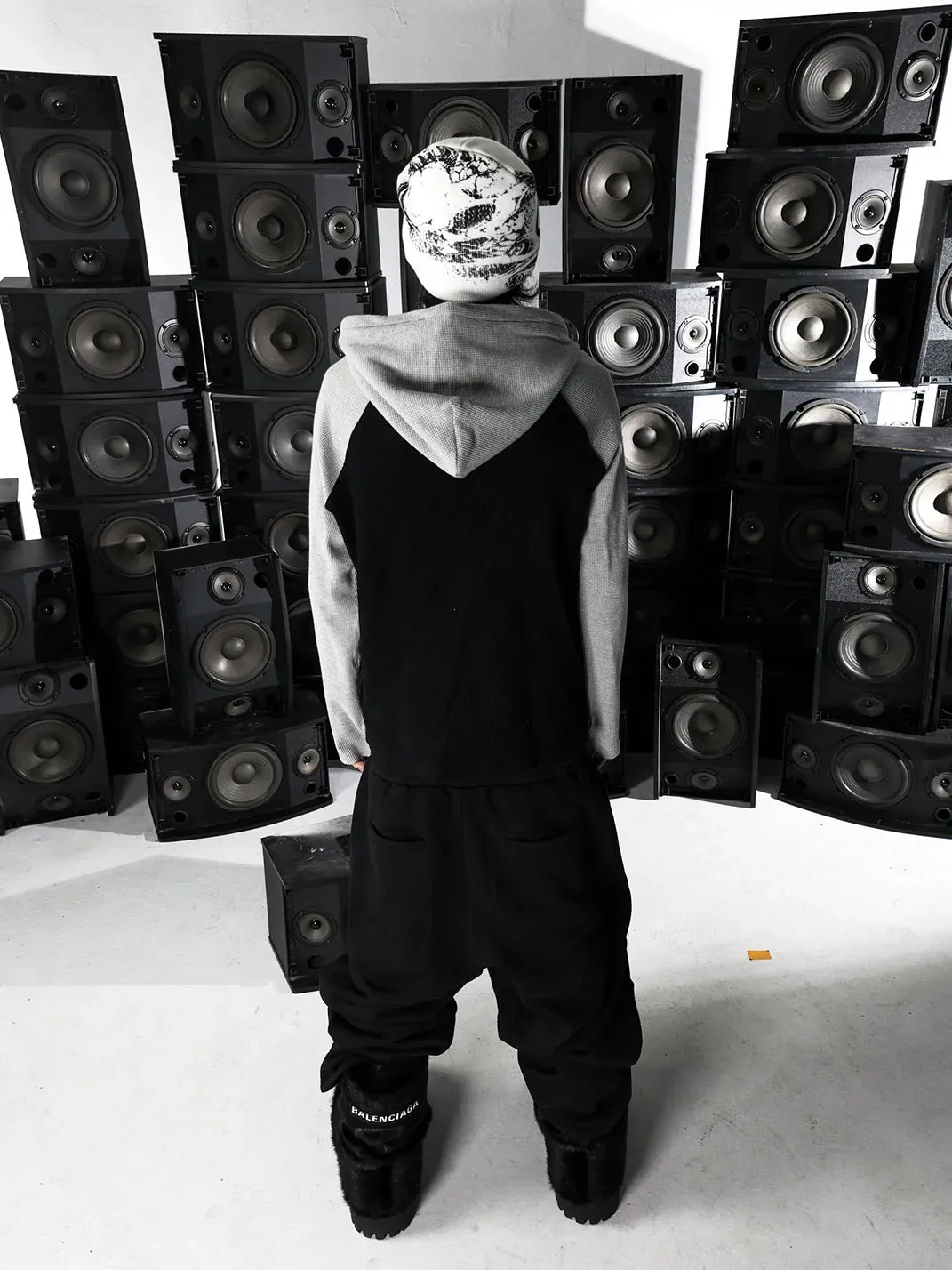 PCCVISION | Appliqué Double-Waist Pleated Sweatpants