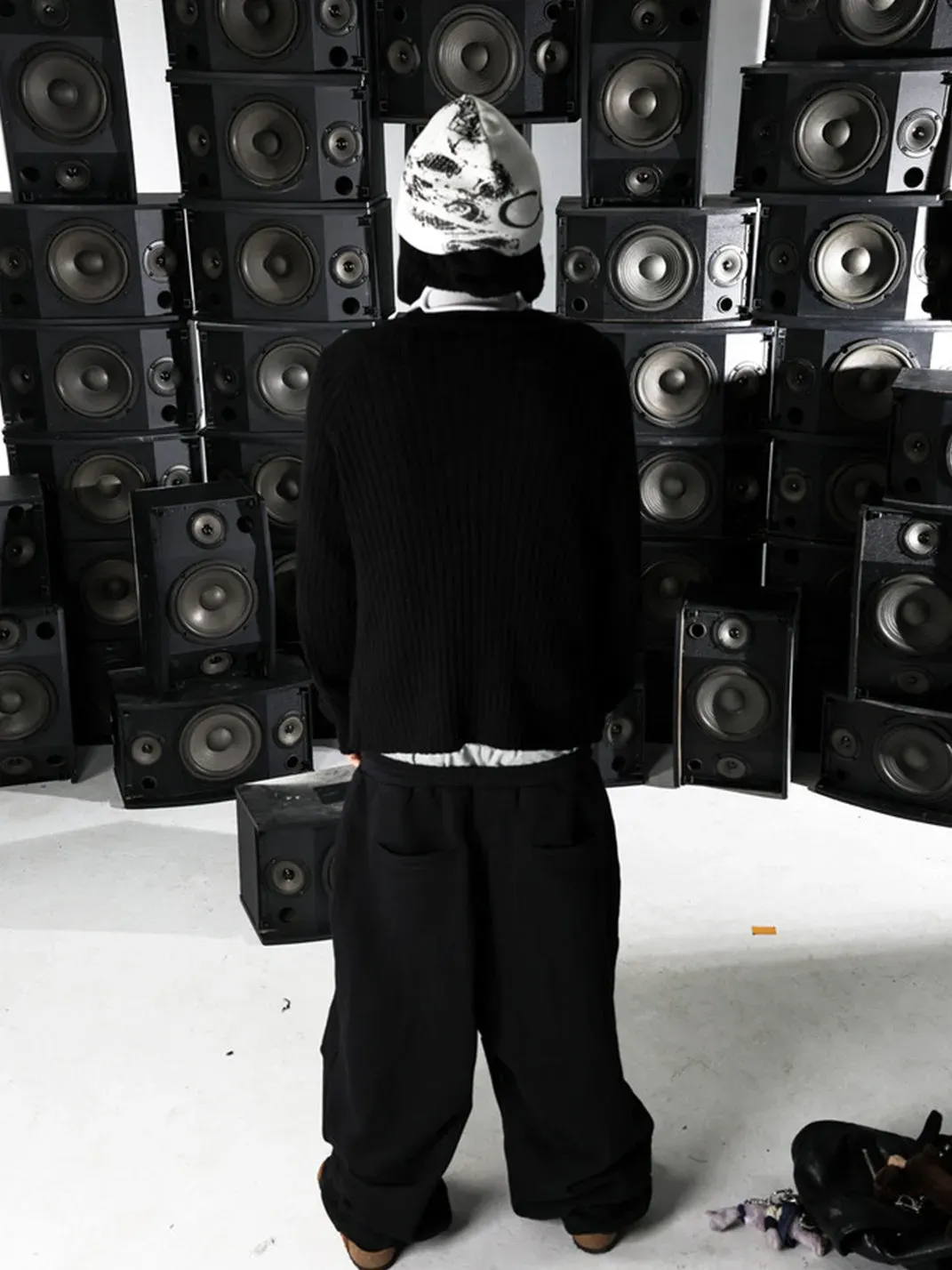 PCCVISION | Appliqué Double-Waist Pleated Sweatpants