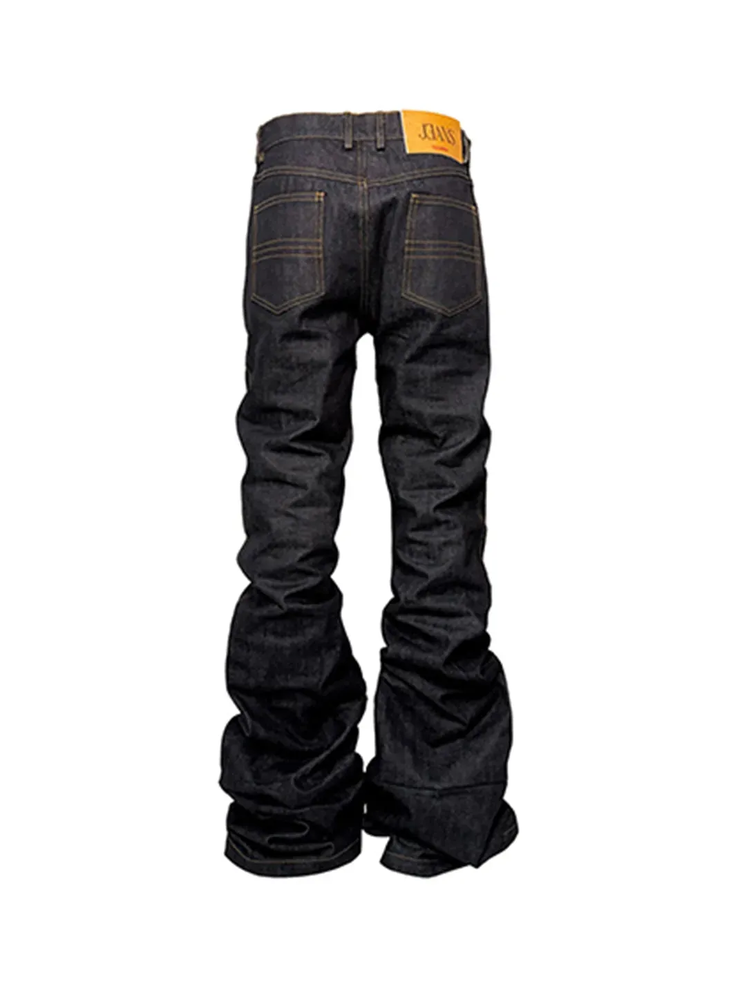 PCCVISION | Fold-Up Embroidered Raw Denim Jeans