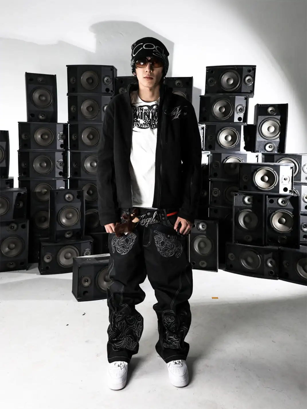 PCCVISION | Topstitched Skull Straight Leg Pants